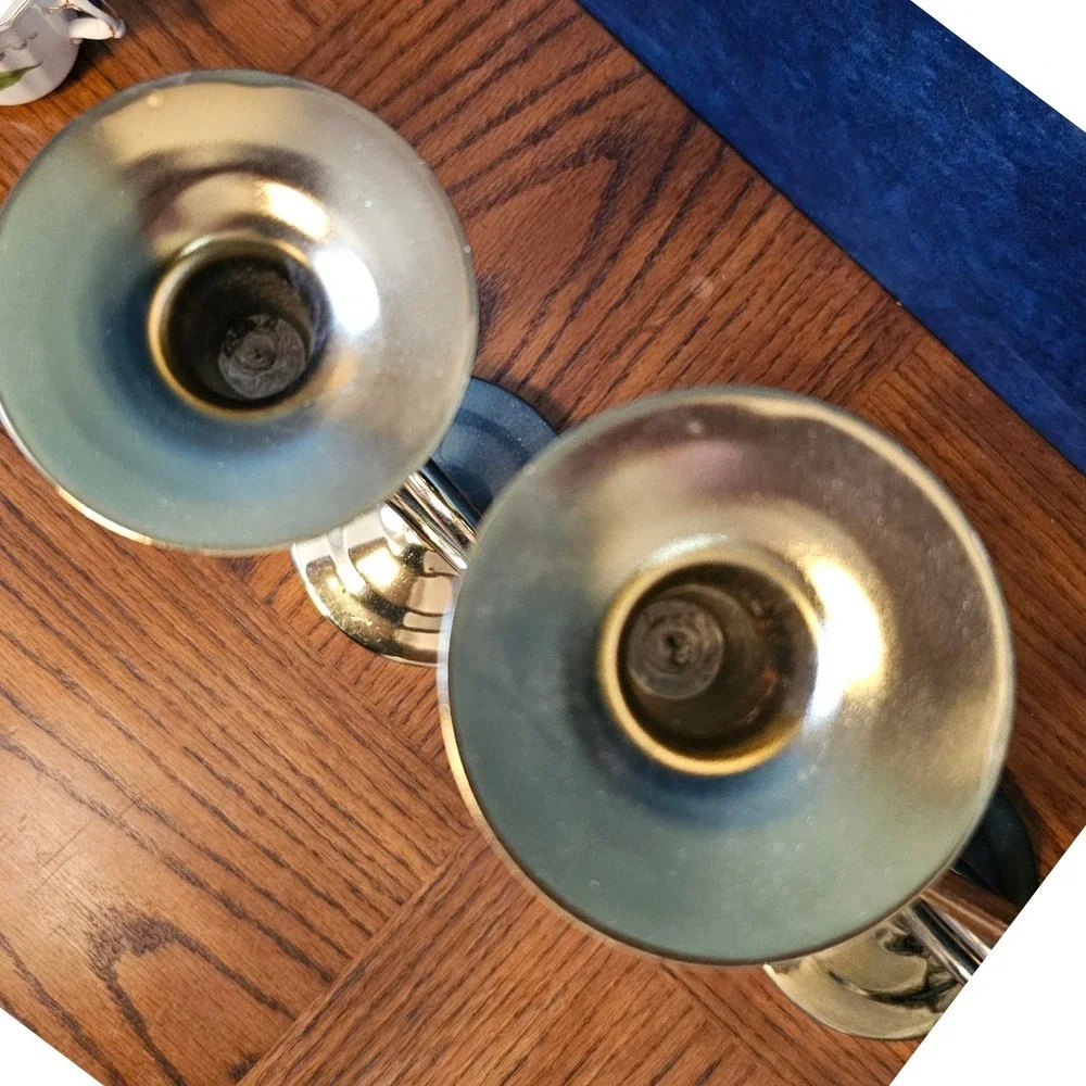 Vintage Brass French Horn Double Candle Holder Pair Gold Candelabra Music Decor